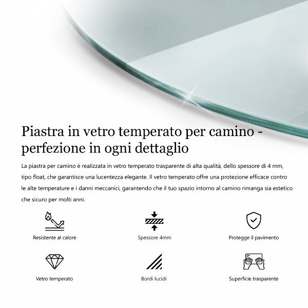 Sklo před krb fi70 cm