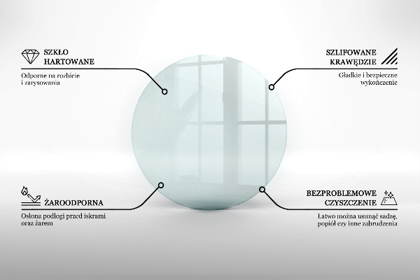 Sklo před krb fi70 cm