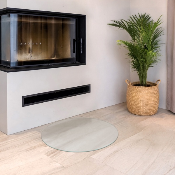 Kulatá poloprůsvitná podložka pod krb fi50 cm