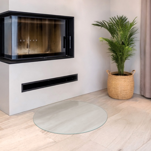 Kulatá poloprůsvitná podložka před krb fi80 cm