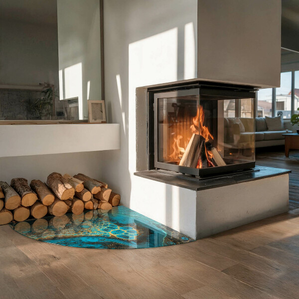 Sklo pod kamna Abstraktní organický vzor