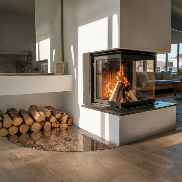 Sklo pod kamna Přírodní dřevěný vzor