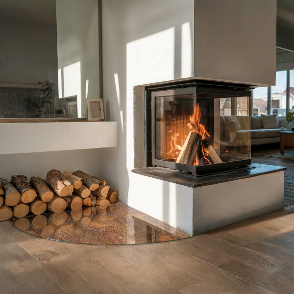 Sklo pod kamna Rez textura na kovu