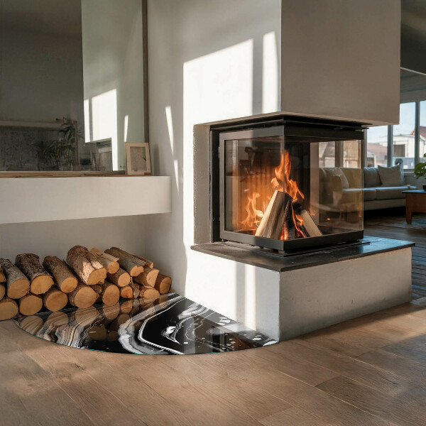 Sklo pod kamna Abstraktní vlny a čáry