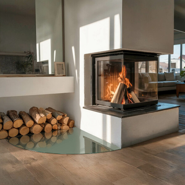 Sklo pod kamna Olivová barva