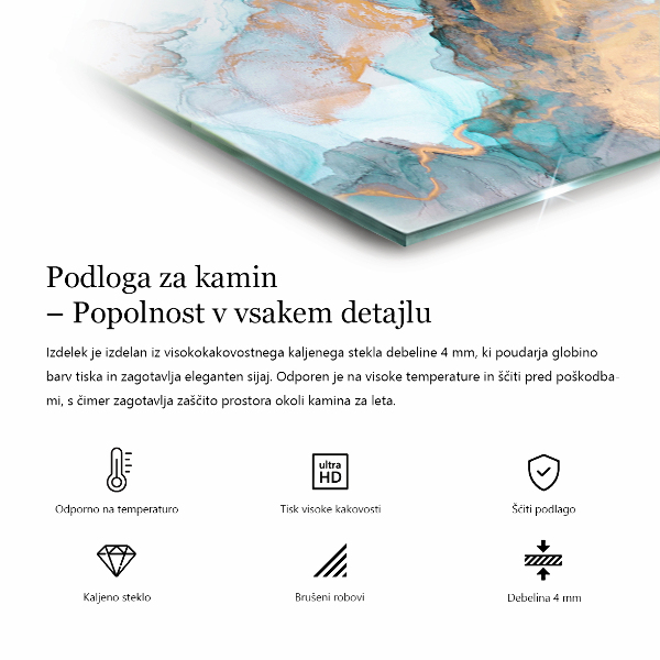 Čtvercové tvrzené sklo pod krbová kamna Textura přírodního kamene