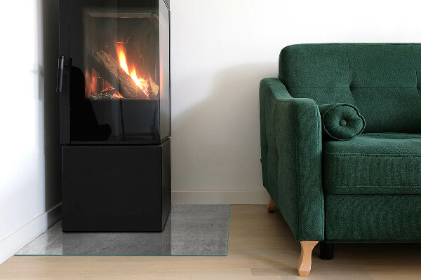 Čtvercové sklo před krb Textura surového betonu