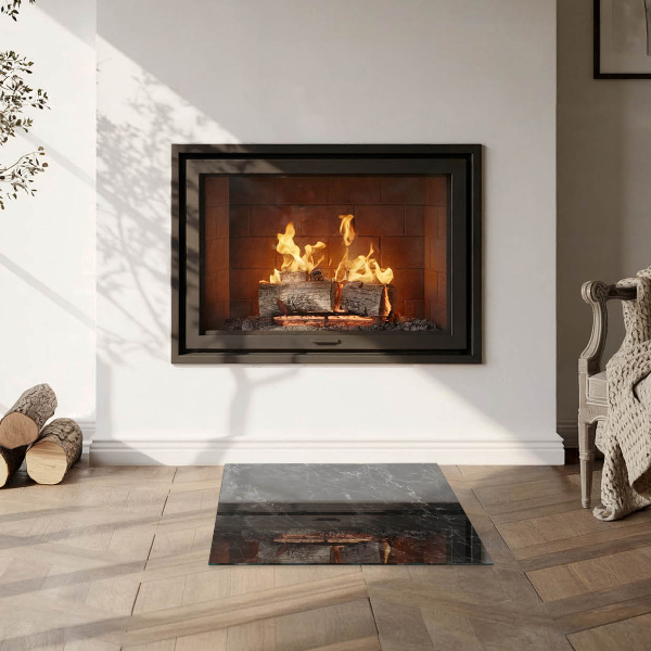 Čtvercové sklo před krb Elegantní mramorový vzor