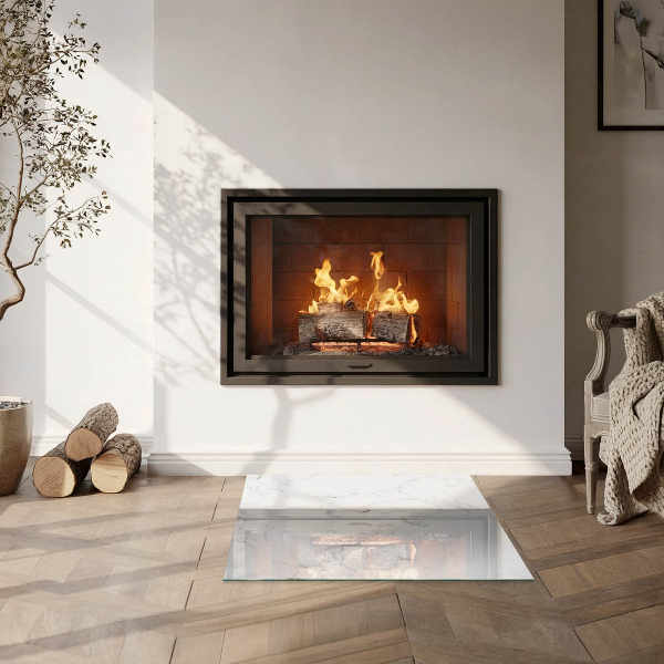 Čtvercové sklo před krb Mramorový vzor s žilkami