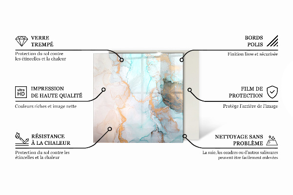 Čtvercové tvrzené sklo pod krbová kamna Surová povrchová textura