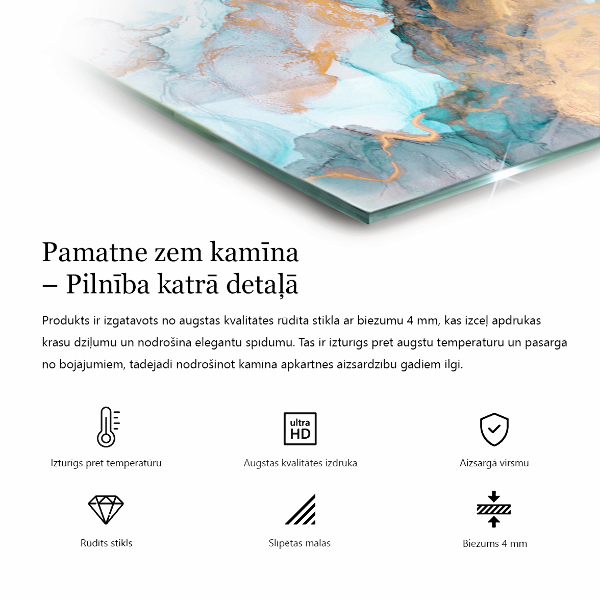 Čtvercové tvrzené sklo pod krbová kamna Textura surového betonu