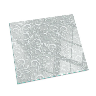 Čtvercové tvrzené sklo pod krbová kamna Elegantní rostlinný vzor