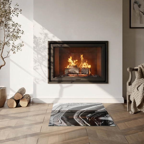 Čtvercové sklo před krb Abstraktní vlny a čáry