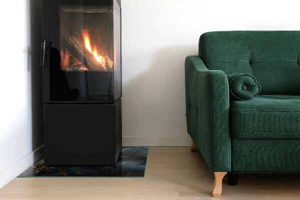 Čtvercové sklo před krb Elegantní listy v textuře