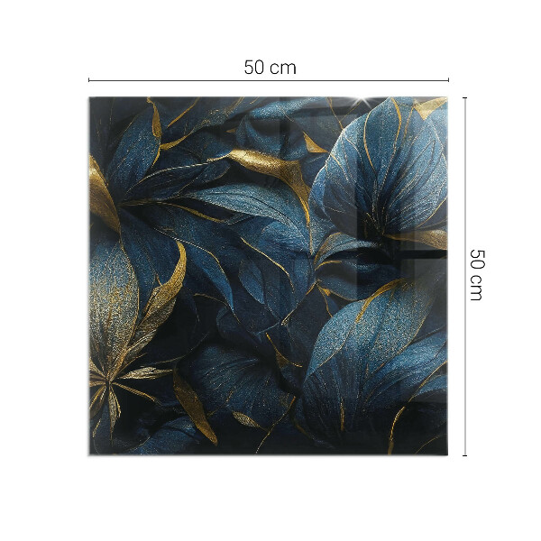 Čtvercové sklo před krb Elegantní listy v textuře