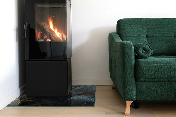 Čtvercové sklo před krb Elegantní listy v textuře