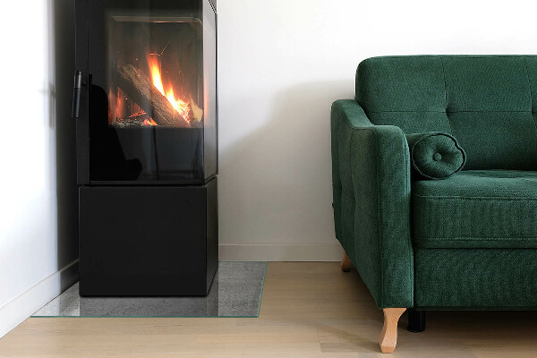 Čtvercové sklo před krb Textura surového betonu