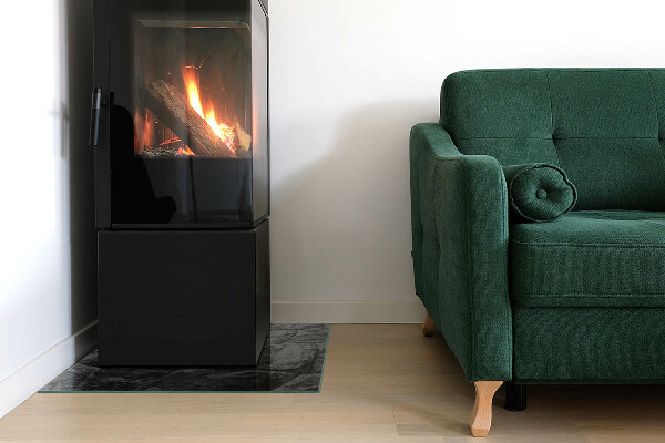 Čtvercové tvrzené sklo pod krbová kamna Vzor z přírodního kamene