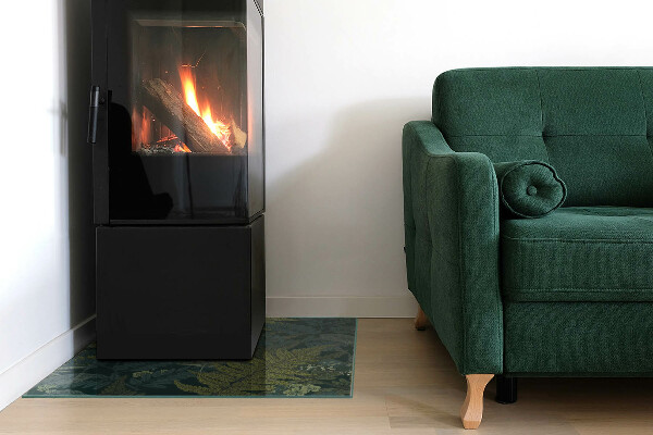 Čtvercové sklo před krb Rostlinné motivy s motýly