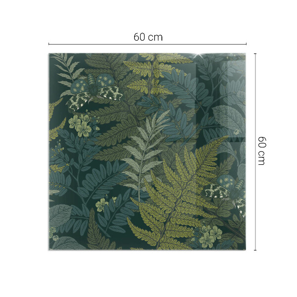 Čtvercové sklo před krb Rostlinné motivy s motýly