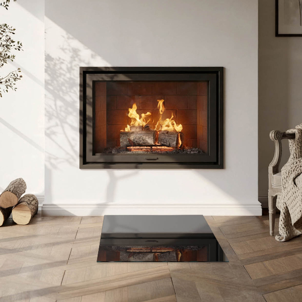 Čtvercové tvrzené sklo pod krbová kamna Barva Černá