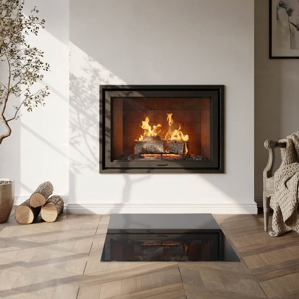 Čtvercové tvrzené sklo pod krbová kamna Barva Černá