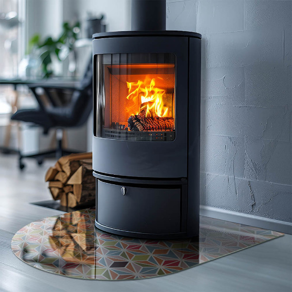 Sklo před krbovou vložku Polygonální vzory v mřížce