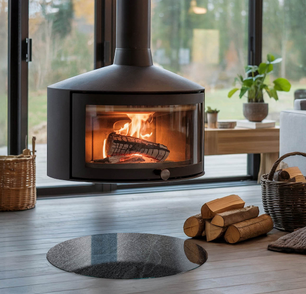 Kulaté sklo pod krbová kamna Textura přírodního kamene