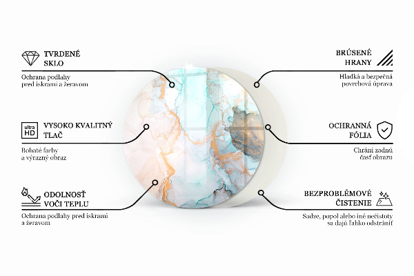 Kulaté sklo pod krbová kamna Geometrie se dřevem