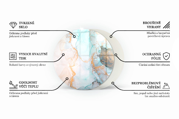 Kulatá podložka pod krbová kamna Polygonální vzory v mřížce