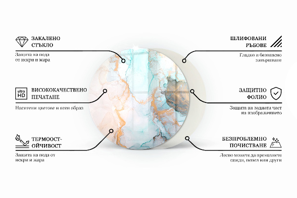 Kulaté sklo pod krbová kamna Abstraktní vlny a čáry