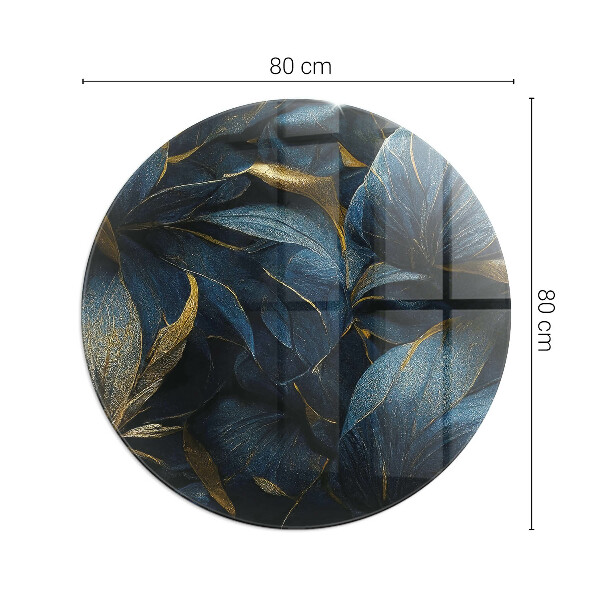 Kulaté sklo pod krbová kamna Elegantní listy v textuře