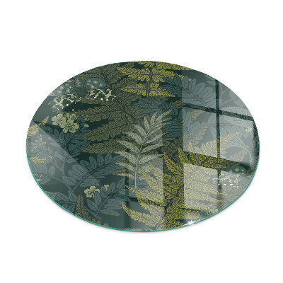 Kulaté sklo pod krbová kamna Rostlinné motivy s motýly