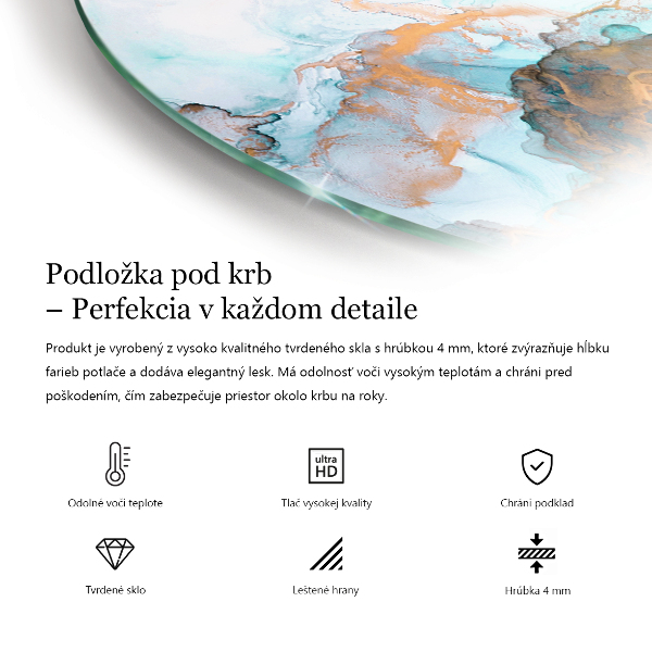 Kulaté sklo pod krbová kamna Jemný mramorový vzor