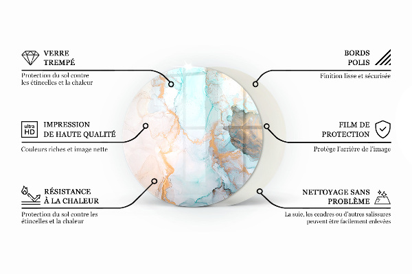 Kulaté sklo pod krbová kamna Kamenný vzor s částicemi