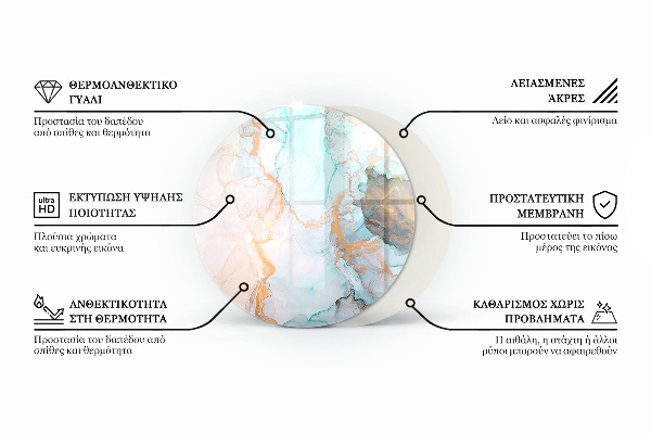Kulaté sklo pod krbová kamna Kamenný vzor s částicemi