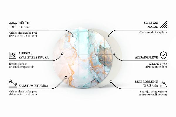 Kulaté sklo pod krbová kamna Kamenný vzor s částicemi