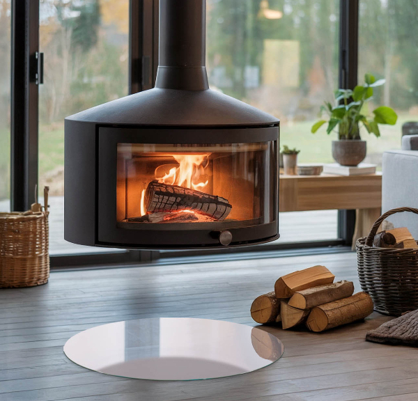 Kulaté sklo pod krbová kamna Barva světle fialová