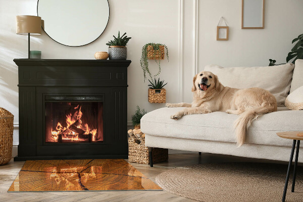 Obdélníkové sklo před krb Dřevěná kresba v průřezu