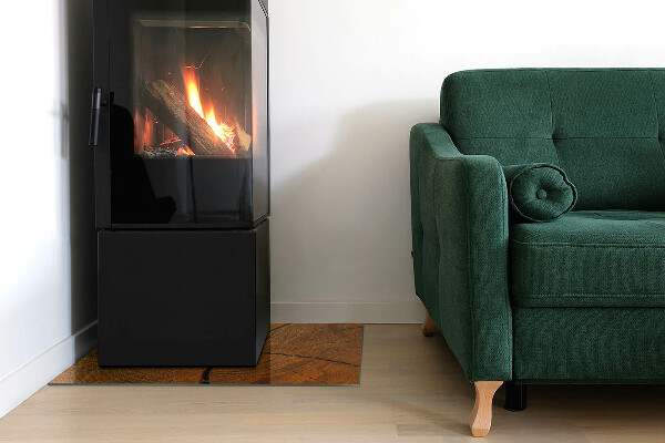 Obdélníkové sklo před krb Dřevěná kresba v průřezu