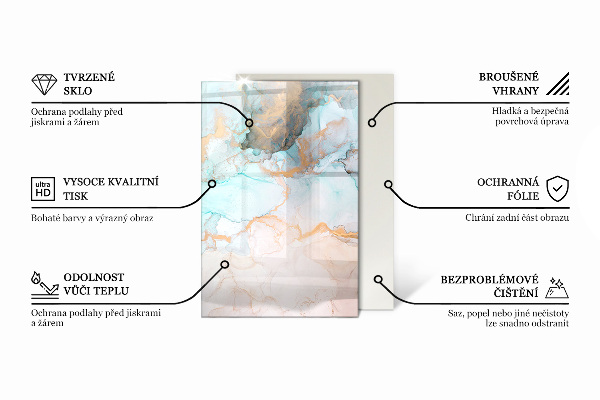 Obdélníkové tvrzené sklo pod krbová kamna Vlny jemných linií