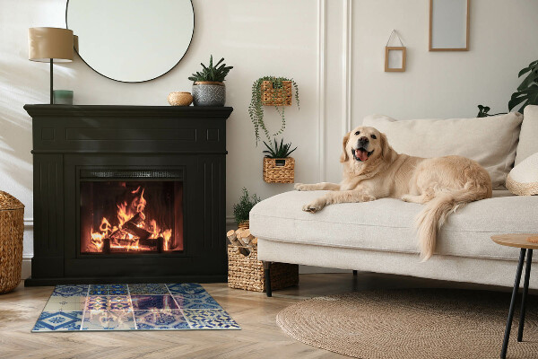 Obdélníkové sklo před krb Vzory keramických dlaždic