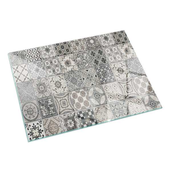 Obdélníkové tvrzené sklo pod krbová kamna Dekorativní vzory dlaždic