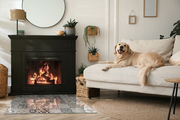 Obdélníkové tvrzené sklo pod krbová kamna Dekorativní vzory dlaždic