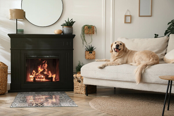 Obdélníkové tvrzené sklo pod krbová kamna Dekorativní vzory dlaždic