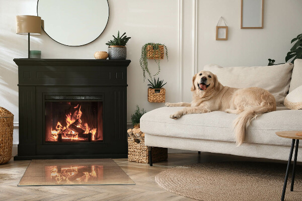 Obdélníkové sklo před krb Přírodní dřevěný vzor