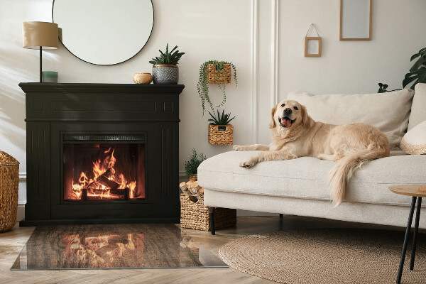 Obdélníkové sklo před krb Přírodní dřevěný vzor