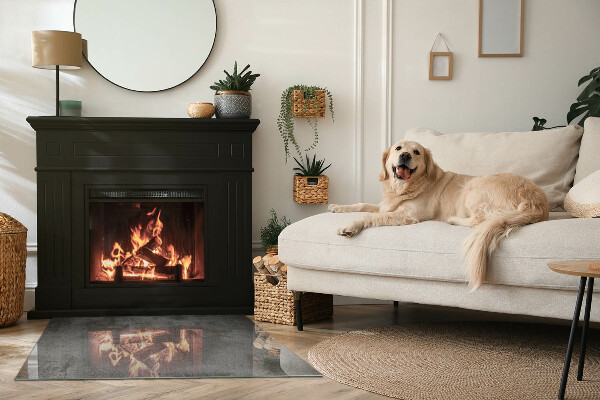 Obdélníkové sklo před krb Surová povrchová textura