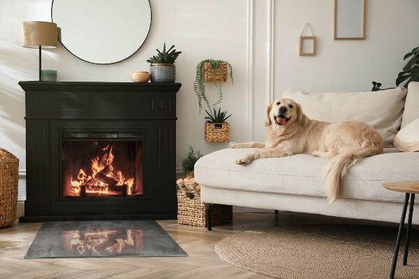 Obdélníkové sklo před krb Surová povrchová textura