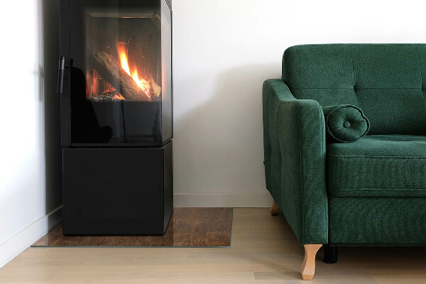 Obdélníkové tvrzené sklo pod krbová kamna Rez textura na kovu